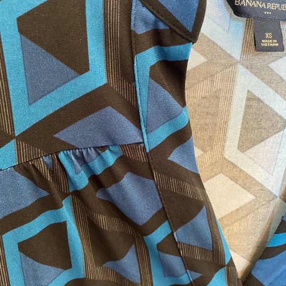 Banana Republic Turquoise/Black Geometric Dress XS - Picture 9 of 11